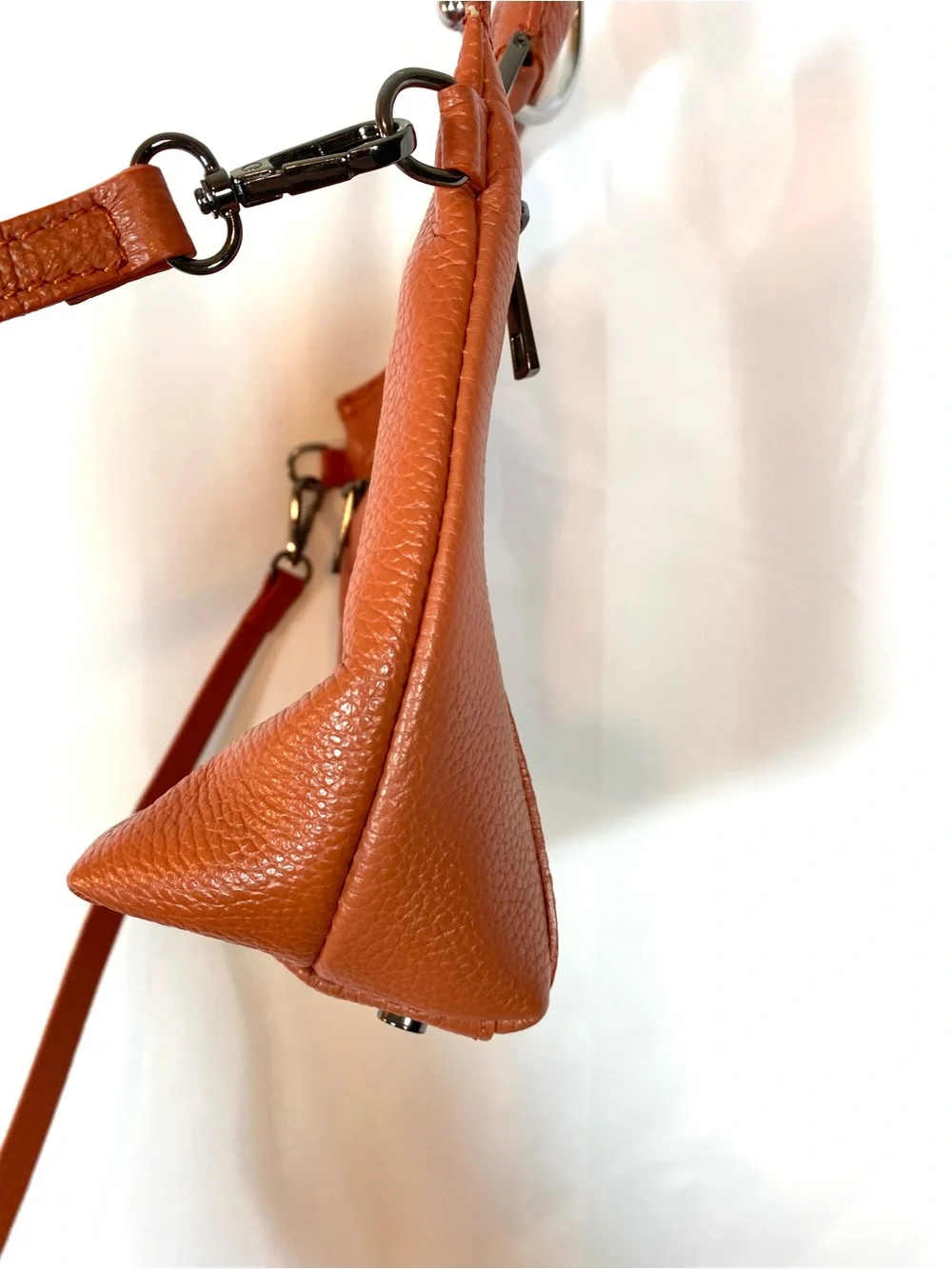 VIOLA CASTELLANI Orange Leather Convertible Handbag Crossbody Purse - Picture 6 of 10